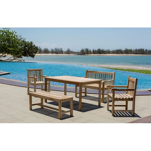 Möbilia Garten Sitzgruppe 5-tlg aus Teak-Holz | 2 Armlehnstühle, 2 Bänke, 1 Tisch | B 0 x T 0 x H 0 cm | natur | 11020021 | Serie GARTEN