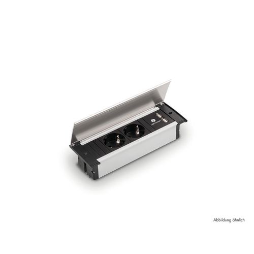 Naber Kapsa-USB, Steckdosenelement, mit französischen Steckdosen, edelstahlfarbig