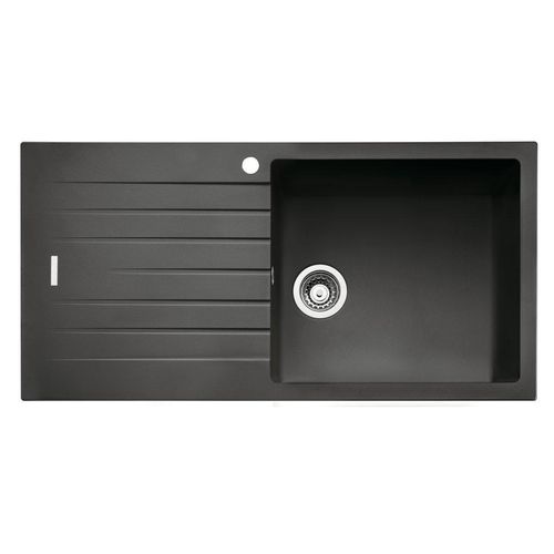 NABER Spüle ANGOLA 100L in LAVA mit Drehexcentergarnitur verchromt / Auflagespüle / Einzelbecken / 60 cm Schrankbreite