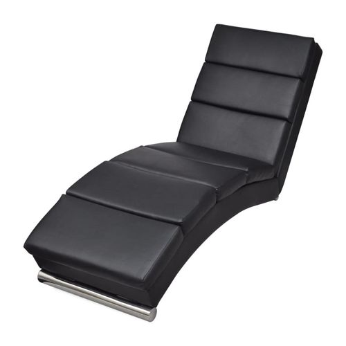 The Living Store Chaiselongue Schwarz Kunstleder