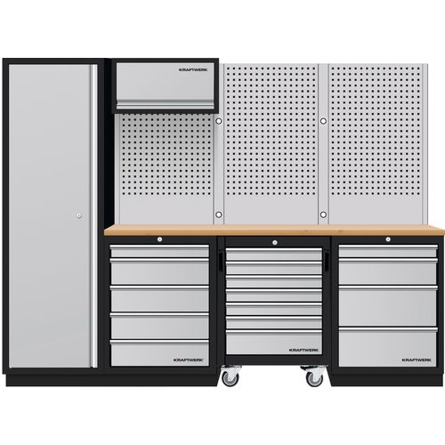 Mobilio 4er Kombi, Hochschrank, Lochwand, Buche