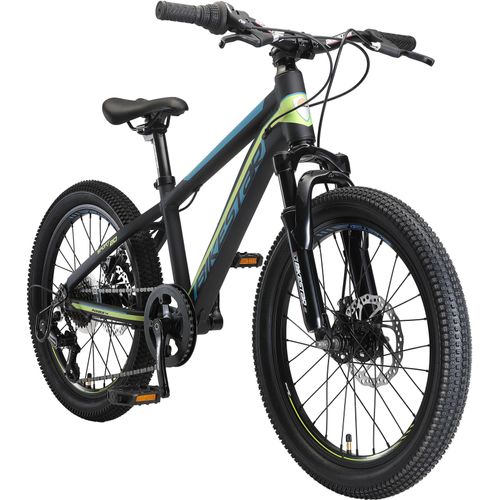 BIKESTAR Kinder Jugend Mountainbike 20 Zoll ab 6 - 7 Jahre | 7 Gang Hardtail MTB Sport Scheibenbremse Federgabel | Schwarz Grün