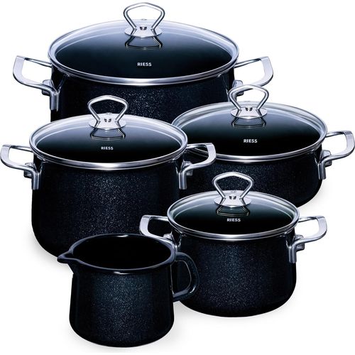 RIESS Topfset Black Magic 5teilig schwarz Emaille