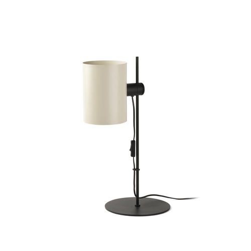 Tischleuchte GUADALUPE E27 15W Stahl mattschwarz, Beige L:24cm H:55cm dimmbar