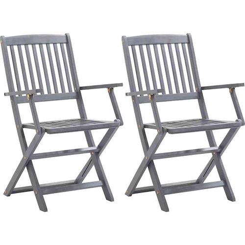 vidaXL Klappbare Gartenstühle 2 Stk. mit Sitzkissen Massivholz Akazie