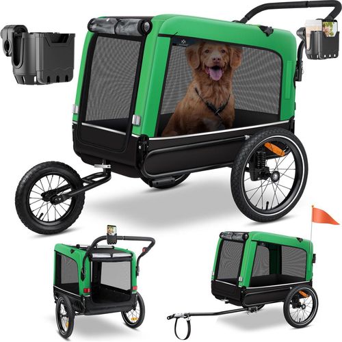 KESSER® Hundeanhänger Boxer 3-in-1 Hundebuggy & Jogger Fahrradanhänger groß ca. 240 Liter Volumen, gefedert, 360° Grad Vorderrad, 600D Oxford Canvas, SmartSpace Concept, maximale Belastbarkeit: 40 kg