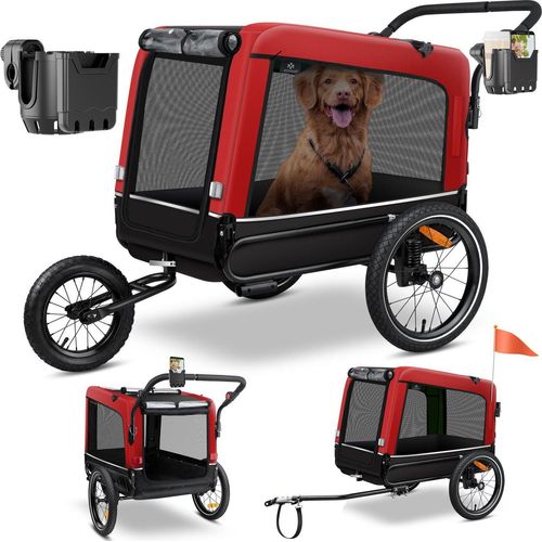 KESSER® Hundeanhänger Boxer 3-in-1 Hundebuggy & Jogger Fahrradanhänger groß ca. 240 Liter Volumen, gefedert, 360° Grad Vorderrad, 600D Oxford Canvas, SmartSpace Concept, maximale Belastbarkeit: 40 kg