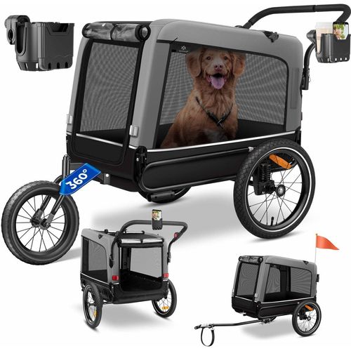 KESSER® Hundeanhänger Boxer 3-in-1 Hundebuggy & Jogger Fahrradanhänger groß ca. 240 Liter Volumen, gefedert, 360° Grad Vorderrad, 600D Oxford Canvas, SmartSpace Concept, maximale Belastbarkeit: 40 kg
