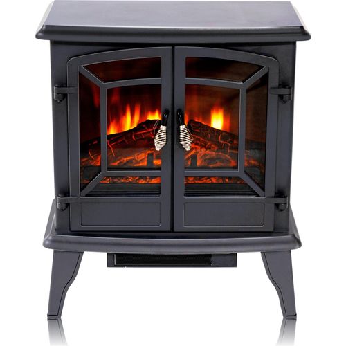 Classic Fire Kaminofen Narvik Elektrokamin mit Heizung und LED - Elektrischer Kamin 1800W - Schwarz