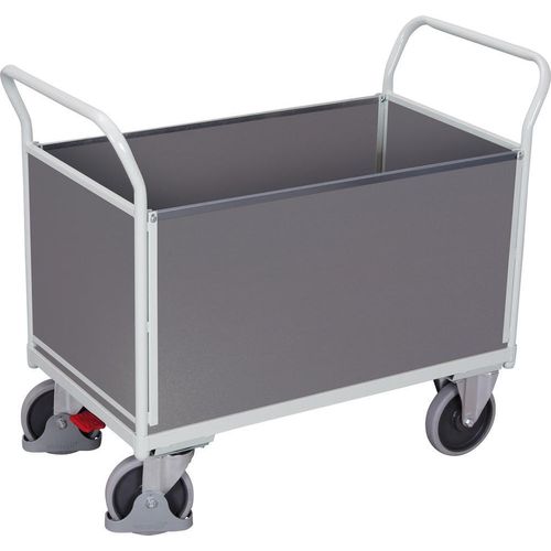 Transportwagen, Vierwandwagen - Tragkraft 400 kg - Ladefläche 450 x 850 mm (BxT) - Holzwände - lichtgrau