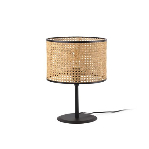 Tischleuchte MAMBO E27 15W Stahl mattschwarz, Rattan L:32cm H:49.5cm dimmbar