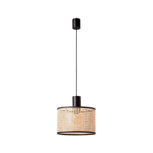 Hängeleuchte MAMBO 320 E27 15W Stahl mattschwarz, Rattan L:21cm H:186cm dimmbar