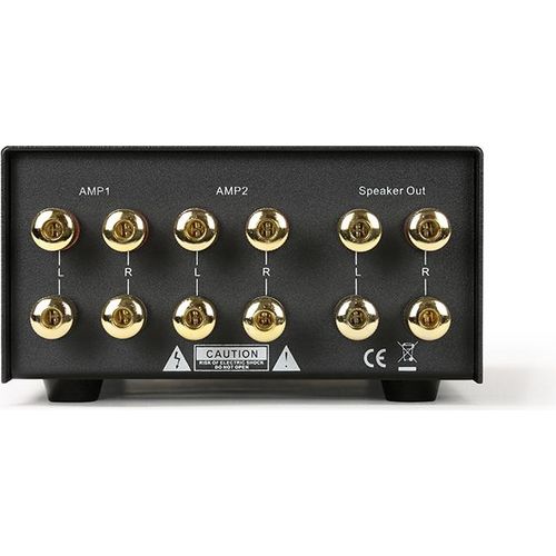 Dynavox AMP-S MKII, Verstärker- und Boxen-Umschalter in Metallgehäuse, für Stereo- und Surround-Verstärker, Verbindung über Bananenstecker oder Klemmanschluss, Schwarz