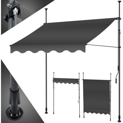 KESSER® Klemmmarkise mit Handkurbel Balkon, Balkonmarkise ohne Bohren, UV-beständig höhenverstellbar wasserabweisend , Sonnenschutz, Terrassenüberdachung , einfache Montage