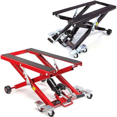 Motorradhebebühne 500kg 11-40cm Motorradheber Hebebühne Motorrad Bühne Hydraulik Wählen Sie Ihre Farbe: Rot