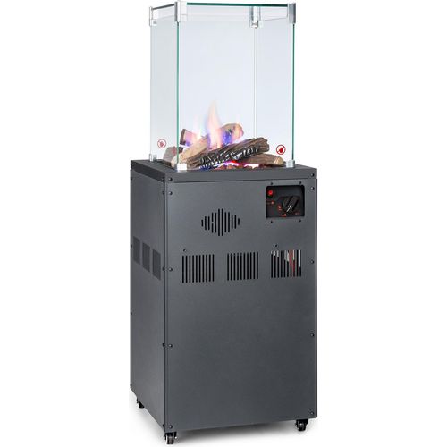 Blumfeldt Terrassenheizer, Outdoor-Gasheizstrahler, Heizpilz Gas für Terrasse, Garten & Balkon, Terrassen-Heizer mit Elektrischer Zündung, 360°Flammen-Blick, Gas-Heizstrahler mit Bodenrollen