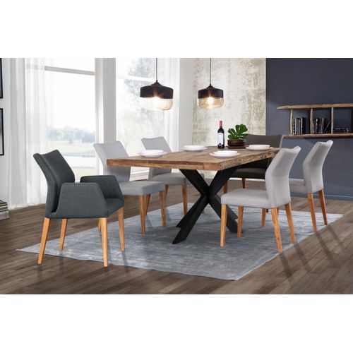 Tisch 240x100 Mango Natur Doppel X-Fuß Schwarz