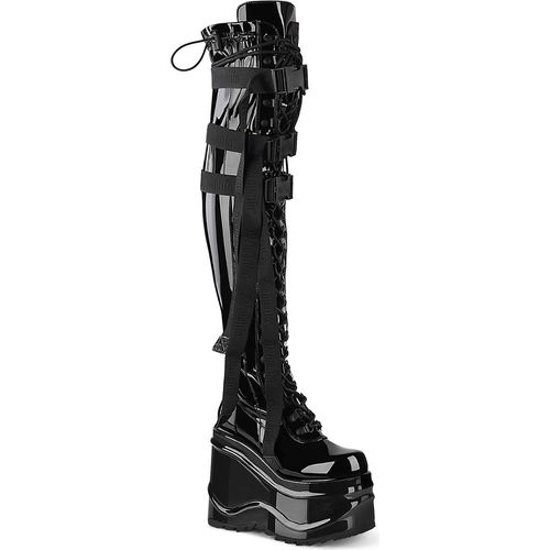 WAVE-315 Damen Boots von DemoniaCult, Schwarz Lack , EU 37, US 7