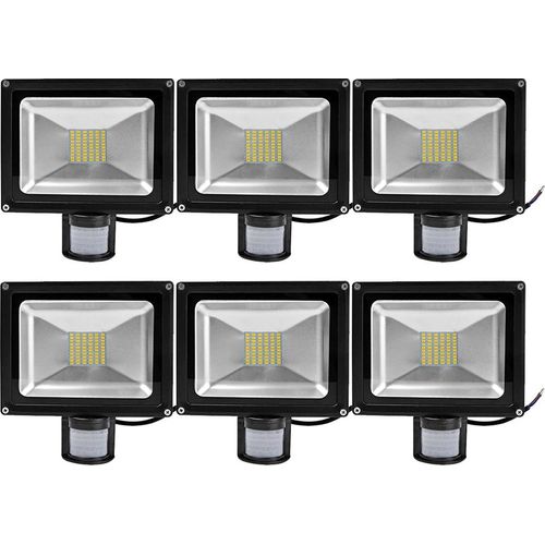 Greenmigo 6x 50W Fluter mit Bewegungsmelder Strahler Warmweiß Aluminium Gehäuse IP65 Wasserdicht LED Lampe Wandleuchter Flulicht Flutbeleuchtung LED Gartenlampe Außenstahler
