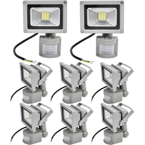 8pcs 20W LED Fluter SMD Strahler mit PIR Bewegungsmelder,Greenmigo 120° Fluter IP65 Wasserdicht Aluminiumkörper Grau Kaltweiß
