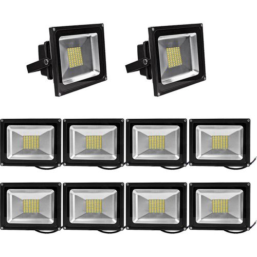 10pcs 50W SMD LED Strahler Fluter,Greenmigo IP65 Flutlicht Leuchtmittel Baustrahler Scheinwerfer Warmweiß Wandstrahler Außenstahler Leuchtmittel 85-265V AC