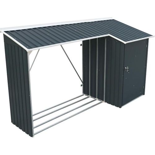 Kaminholzregal mit Abstellraum WoodStore Combo 8' x 3' Duramax, 272x108x160 cm,von Ezooza