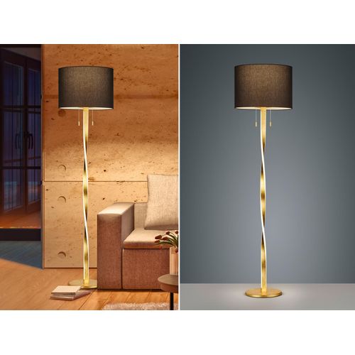 LED Stehlampe NANDOR mit Stoff Lampenschirm schwarz und beleuchtetem Gestell