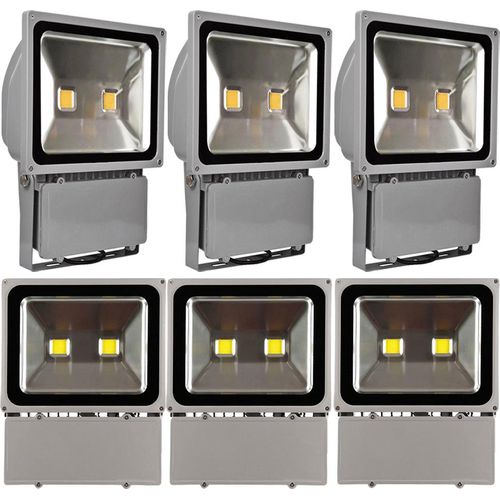 6pcs 100W LED Fluter Außen Strahler Flutlicht,Greenmigo Kaltweiß Wasserdicht IP65 Super Helles Sicherheitsbeleuchtung für Garten,Hof,Lager,Platz,Plakatwand