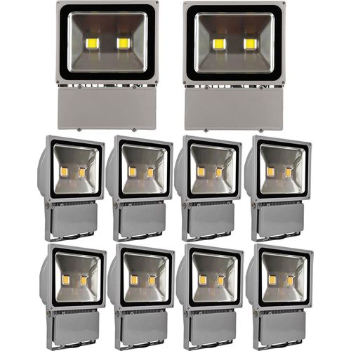10pcs 100W LED Fluter Außen Strahler Flutlicht,Greenmigo Kaltweiß Wasserdicht IP65 Super Helles Sicherheitsbeleuchtung für Garten,Hof,Lager,Platz,Plakatwand