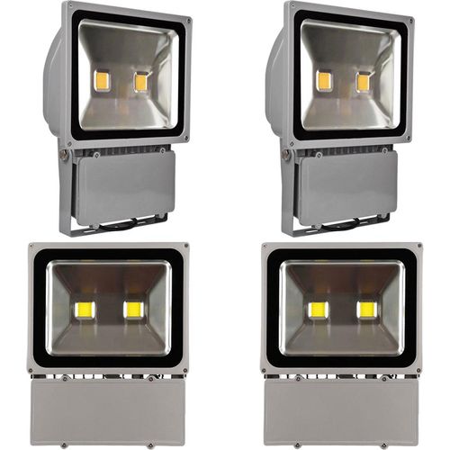 Greenmigo 4pcs 100W LED Kaltweiß Fluter Flutlichtstrahler Outdoor Strahler Lampe Floodlight Strahler Flutlicht Scheinwerfer Leuchtmittel 8000-9000 LM Lampe Floodlight Wasserdicht IP65 Grau