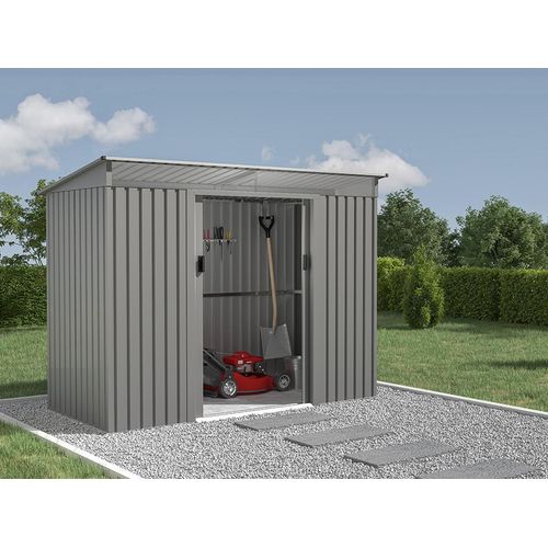 Gartenhaus Metall aus verzinktem Stahl grau 3,23 m² - FOLCO