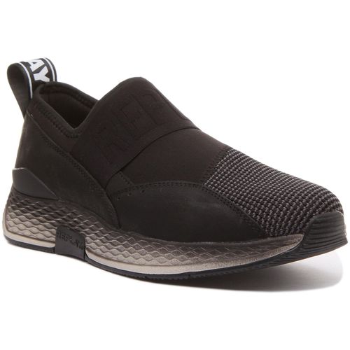 Replay Hornbrook Herren Schlupf Auf Turnschuhe mit Logo Riemen In Schwarz (45; Schwarz)