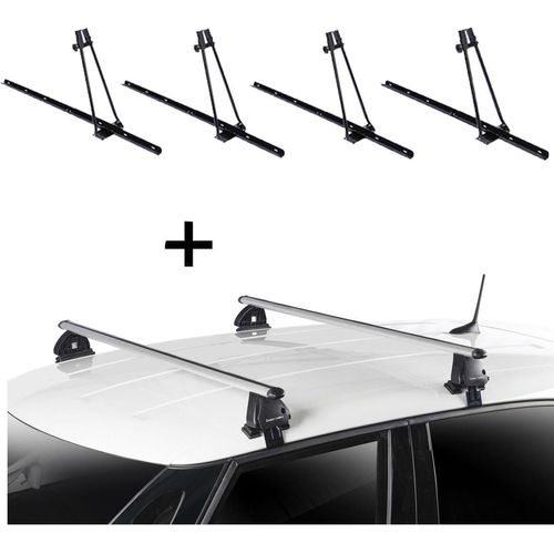4x Fahrradträger ORION + Dachträger VDP EVO ALU kompatibel mit für Audi A4 (B6) 4 Türer 2000-2004