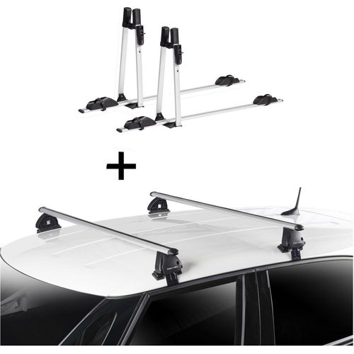 2x VDP Fahrradträger ALU Premium + Dachträger VDP EVO ALU kompatibel mit für Opel Corsa F 5 Türer ab 2019