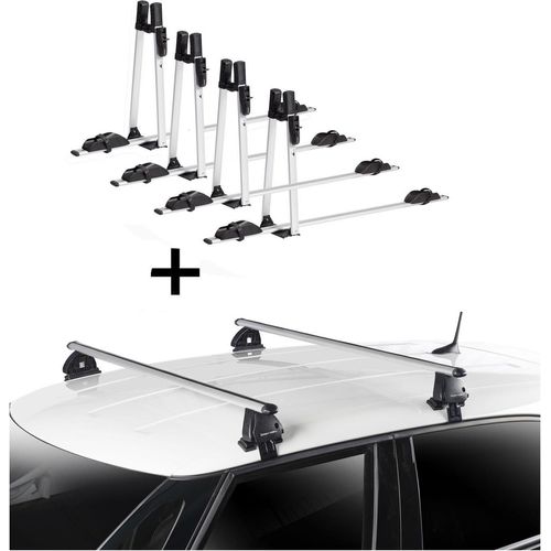 4x VDP Fahrradträger ALU Premium + Dachträger VDP EVO ALU kompatibel mit für Opel Corsa F 5 Türer ab 2019