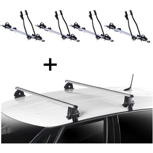 4x Fahrradträger SAGITTAR + Dachträger VDP EVO ALU kompatibel mit für Audi A4 (B6) 4 Türer 2000-2004