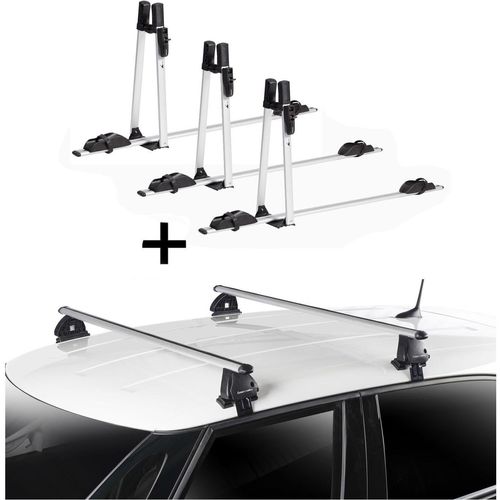 3x VDP Fahrradträger ALU Premium + Dachträger VDP EVO ALU kompatibel mit für Opel Corsa F 5 Türer ab 2019