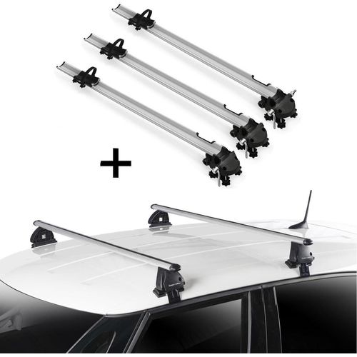 3x Fahrradträger Bike Pro + Dachträger VDP EVO ALU kompatibel mit für Opel Corsa F 5 Türer ab 2019