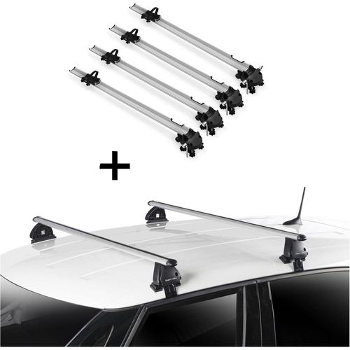 4x Fahrradträger Bike Pro + Dachträger VDP EVO ALU kompatibel mit für Opel Corsa F 5 Türer ab 2019