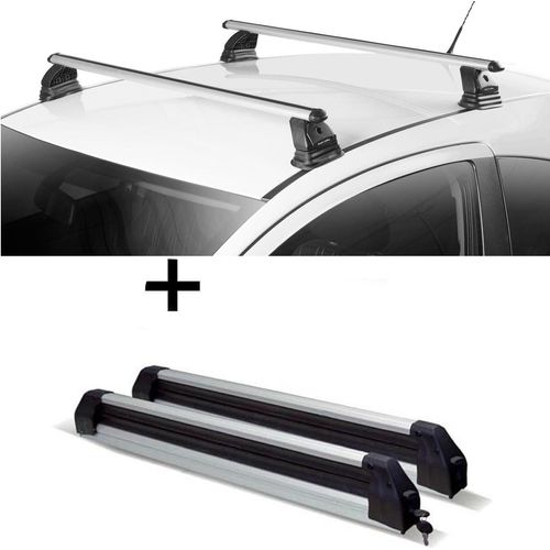 Skiträger Silver Ice ausziehbar + Dachträger VDP EVO ALU kompatibel mit für Opel Vectra C 4 Türer 2002-2008