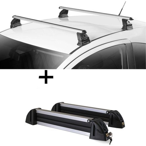 Skiträger Alu 4 Paar Ski + Dachträger VDP EVO ALU kompatibel mit Dacia Dokker 3-5 Türer ab 2012