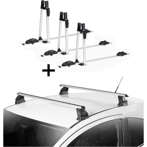 3x VDP Fahrradträger ALU Premium + Dachträger VDP EVO ALU kompatibel mit für Opel Vectra C 4 Türer 2002-2008