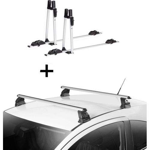2x VDP Fahrradträger ALU Premium + Dachträger VDP EVO ALU kompatibel mit für Opel Vectra C 4 Türer 2002-2008