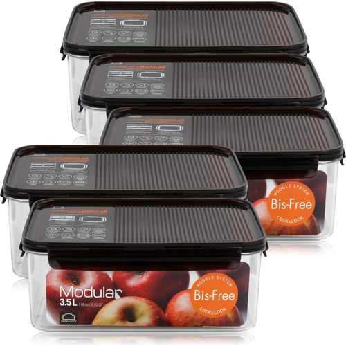 Lock&Lock Modular LBF407 Frischhaltedose 3,5L - Unterteil aus Tritan (5er Pack)