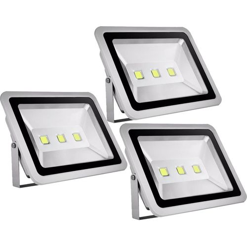 3pcs 150W LED Fluter Außen Strahler Flutlicht,Greenmigo Kaltweiß Wasserdicht IP65 Super Helles Sicherheitsbeleuchtung für Garten,Hof,Lager,Platz,Plakatwand