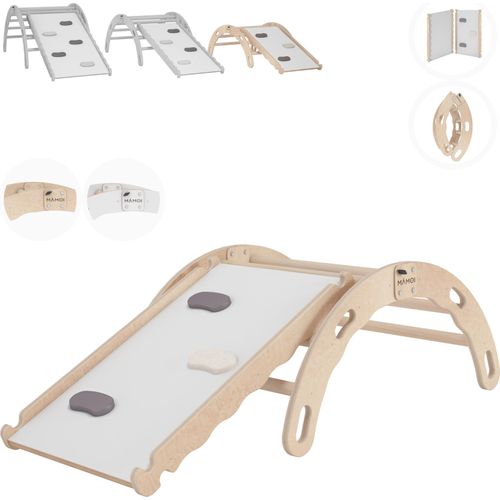 MAMOI® Kletterbogen mit rutsche, Kletterdreieck, Baby klettern, Regenbogenwippe aus holz, Holzbogen für Kinder, Rutschbrett für spielplatz, Mini Klettergerüst indoor ab 1/2/3 jahre