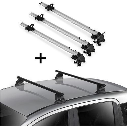 3x Fahrradträger Bike Pro + Dachträger VDP EVO Stahl kompatibel mit für Peugeot 3008 5 Türer 2009-2016