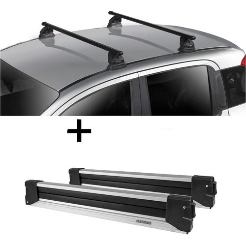 Skiträger YELO 6 Paar Ski + Dachträger VDP EVO Stahl kompatibel mit für Opel Vectra C 4 Türer 2002-2008