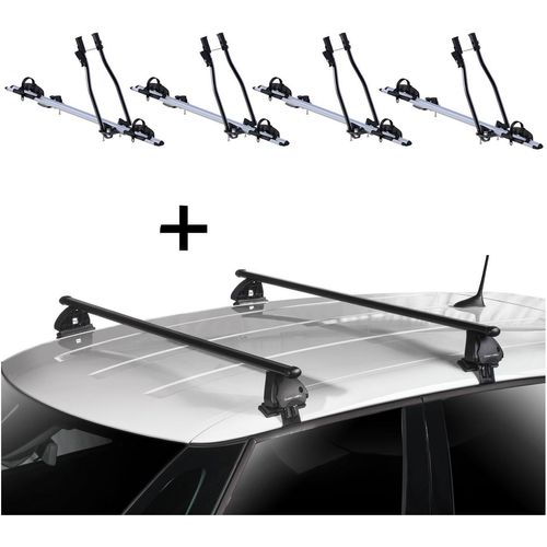 4x Fahrradträger SAGITTAR + Dachträger VDP EVO Stahl kompatibel mit für Opel Astra K 5 Türer ab 2015