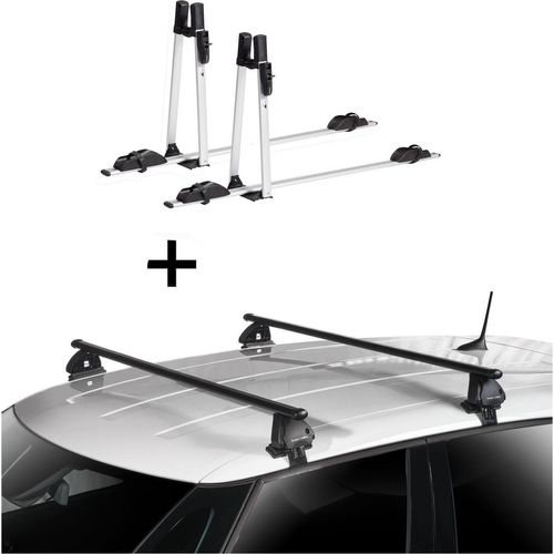 2x VDP Fahrradträger ALU Premium + Dachträger VDP EVO Stahl kompatibel mit für Opel Corsa F 5 Türer ab 2019